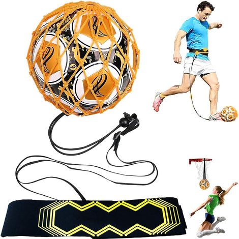 Ceinture d'entraînement de football pour enfants, sans ballon, couleur aléatoire, poches en maille, sangle ajustable pour améliorer le contrôle et la pratique. (1/5)