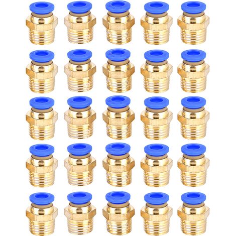 25 connettori pneumatici maschio a sgancio rapido, adattatori di raccordo a innesto rapido per aria compressa pc6-02 G1/4 (1/5)