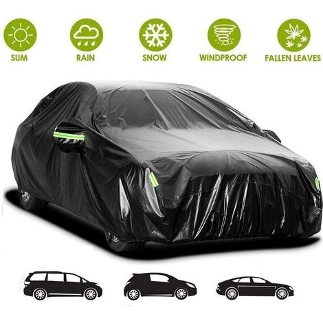 YMYNY Bâche pour Voiture Exterieur Imperméable - Housse de Protection Étanche Couverture Voiture (4.9×1.8×1.5m) Noir (1/4)