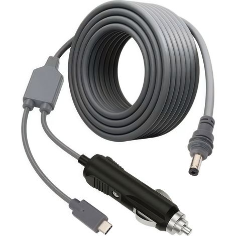 Câble d'alimentation 2 en 1 pour mini antenne parabolique USB C et adaptateur allume-cigare vers cordon DC 5,5 x 2,1 mm (1/5)