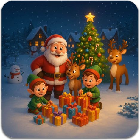 Lot de 2 sous-verres pour enfants avec des motifs de dessins animés de Noël. (1/3)