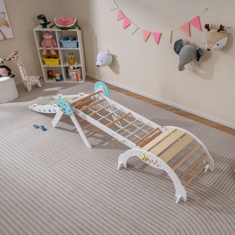 Juego de 1 parque infantil plegable 281 x 66 x 58,5 cm seguridad óptima interior madera blanca 200015671