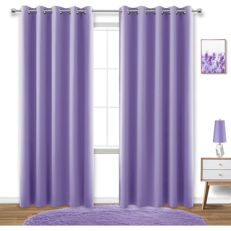 Rideau Occultant Thermique Court Violet 2 Panneaux 140 × 200 cm, Séparation de Pièce Anti-UV pour Chambre et Salon, Rideaux Modernes pour Fenêtre (1/5)