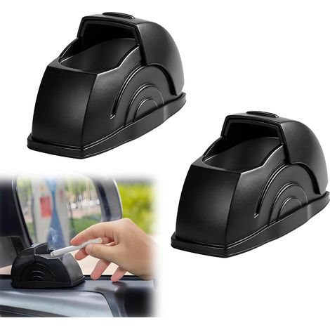 2-teiliger Auto-Aschenbecher, Türmontage, winddicht, geruchsdicht, kompakter Auto-Aschenbecher mit herausnehmbarem Edelstahleinsatz, leicht zu reinigen für Pkw, Lkw, SUV (Schwarz) (1/5)