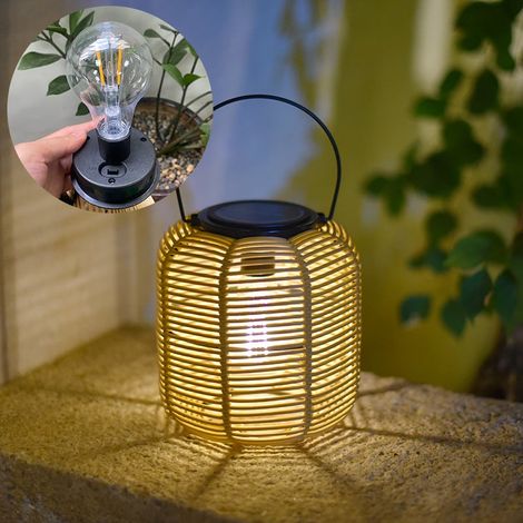 Lanternes solaires d'extérieur en rotin imperméables suspendues lampes décoratives à énergie solaire lampe de Table pour jardin et Patio (1/5)