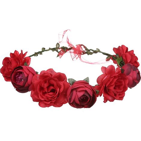 Couronne De Fleurs Rose - Couronne Capillaire Réglable En Soie - Pour Mariage Fête Anniversaire Séance Photo - 1 Pièce (1/5)