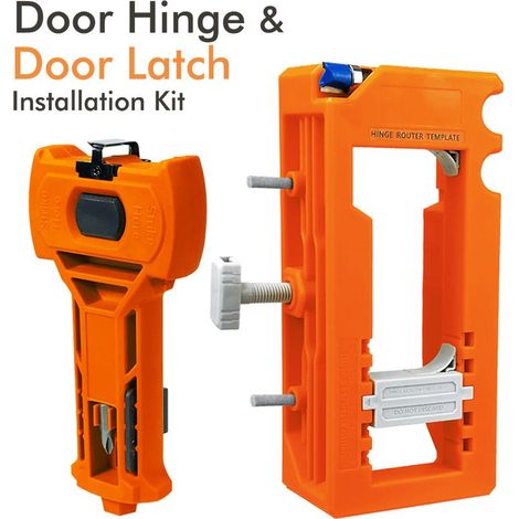 Kit d'installation de charnière et de loquet de porte (orange) Kit d'installation de charnières et de loquets de porte, gabarit de mortaise pour charnières de porte, loquet pour un ciselage et un marq