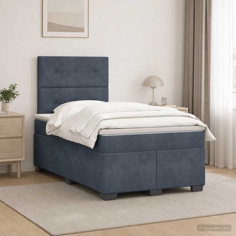 Cama box spring con colchón Gris oscuro 120 x 190 cm Terciopelo (1/5)