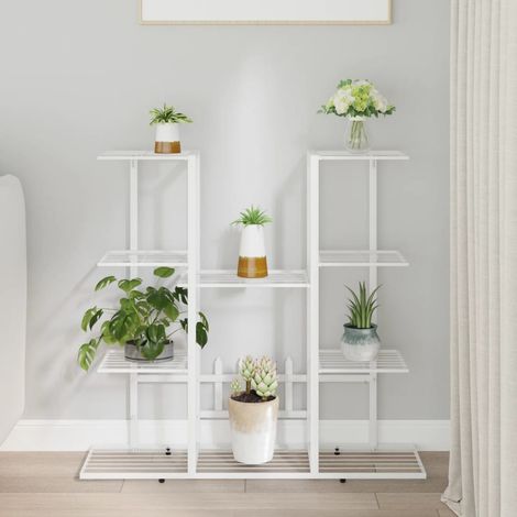 vidaXL Portafiori 94,5x25x89 cm Ferro Bianco (1/5)