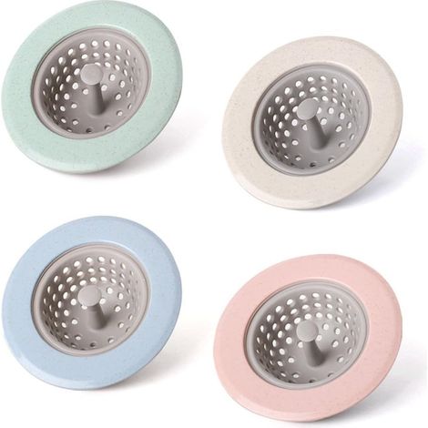 Cuatro coladores de silicona para fregadero de cocina, de borde ancho y 4,5 pulgadas de diámetro. (1/4)