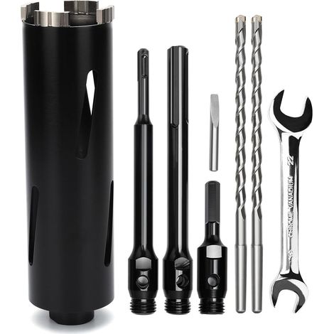 Drill Bit 50 mm, Working Length 200 mm with Coding, 220 mm, Coding 220 mm, Hexagonal Coding 110 mm, 10 x 240 mm Centering Point for Masonry