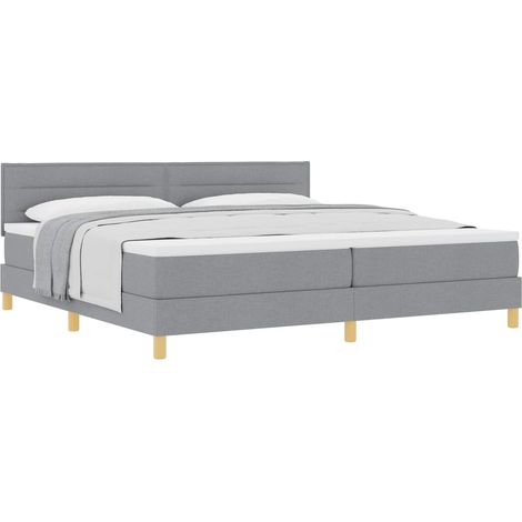 Lit double Lit adulte Lit à ressorts avec coussin Gris clair 200 x 200 cm tissu (1/5)