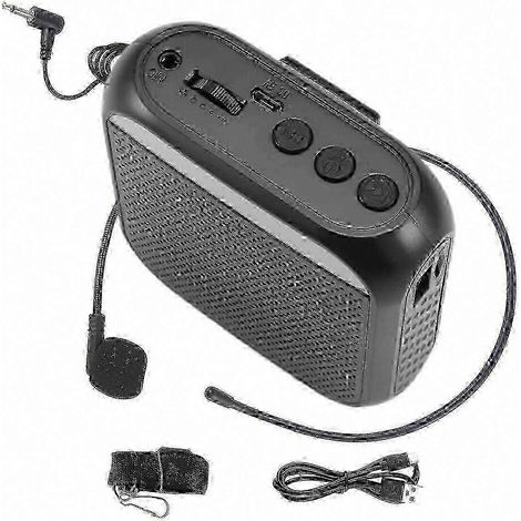 Amplificateur vocal portable rechargeable - Mini casque-micro filaire, haut-parleur personnel léger pour enseignants, guides touristiques et salles de classe - Noir 2026 (1/5)