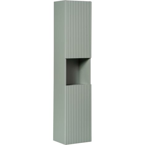 Colonna bagno ELVINA – 2 porte – H140 cm – Colore verde salvia pastello – Mobile sospeso