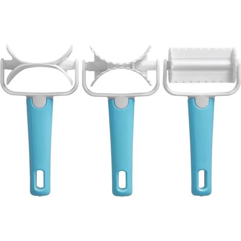 Set di 3 mattarelli, tagliabiscotti, tagliapasta in plastica, rullo rotondo, tagliapasta per fondente, accessori da forno per torte e biscotti (1/4)