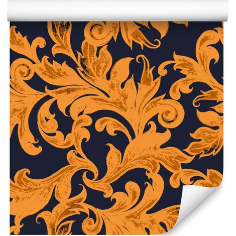 Papel pintado con hojas ornamentales para salón y dormitorio, 50x1000 cm. (1/5)