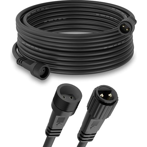 Rallonge Guirlande Exterieure 10M/33Ft, 2 Broches IP65 Etanche à l'eau Câble de Rallonge Noir Anti-Corrosion pour Lumières G40, Guirlande Solaire Exterieur, Guirlande Lumineuse de Noël (1/5)
