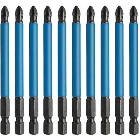 Lot de 10 embouts de tournevis hexagonaux magnétiques PH2 (90 mm, 10 pièces) (1/5)