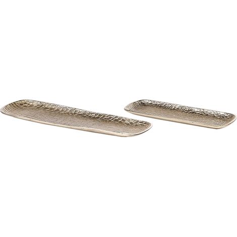 Set di 2 vassoi decorativi Portagioie in metallo con texture oro Brantas