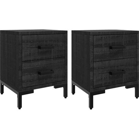 Maison Exclusive - Comodini 2 pz Neri 36x30x45 cm in Legno Massello di Pino