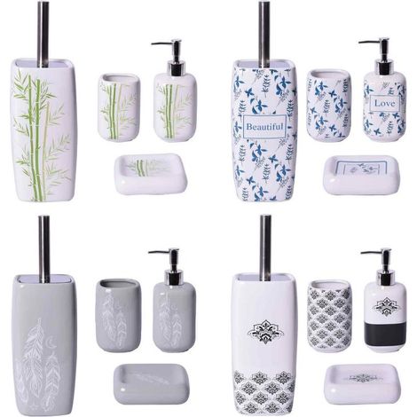 1 Pezzo Set 4 Pezzi Accessori Bagno in Ceramica Life 4 Decori (1/2)