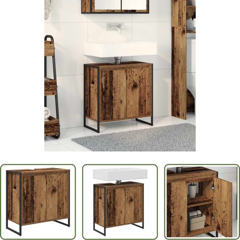 vidaXL Meuble salle de bain - Cabinet de salle de bain avec porte Bois Ancien 60 x 30 x 60 cm (1/5)