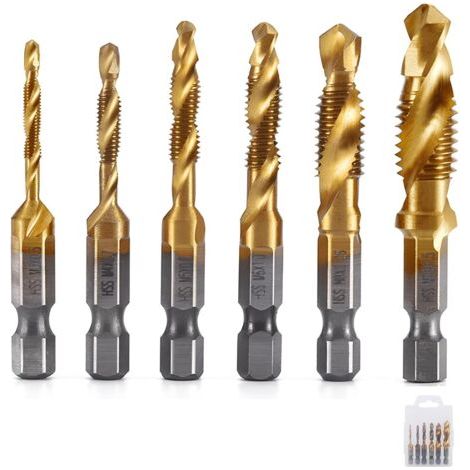 DTEKGAZ - HSS-Gewindebohrer-Set, 6er-Pack Gewindebohrer, metrische Gewinde M3-M10 Bohrer, metrischer Gewindebohrer zum Schneiden verschiedener Gewinde