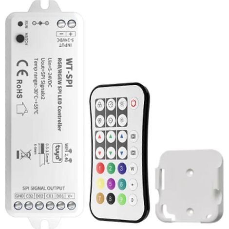 Contrôleur LED Tuya SPI RGB/RGBW Pixels avec télécommande RF Wi-Fi 2,4 GHz (1 unité) (1/5)