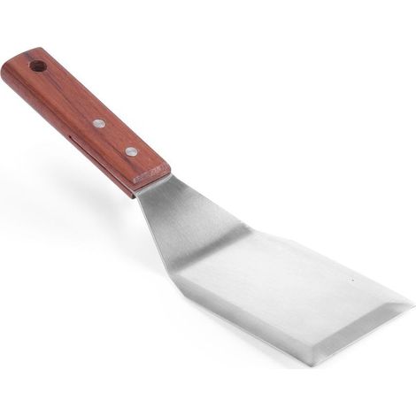 Spatule à hamburger - 1 unité - Inox et bois - Manche ergonomique - Cuisine professionnelle - 280 mm