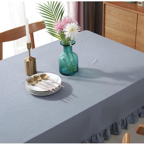 Nappe coton style campagnard avec volants Gris 120x120 cm