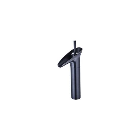 Robinet Salle Bain, Robinet Cascade Mitigeur Lavabo Noir Rétro à Levier Unique Robinet Lavabo, Laiton Comptoir Haute Robinet Salle de Bain Robinet Lave Main Robinet Evier Vasque，Noir