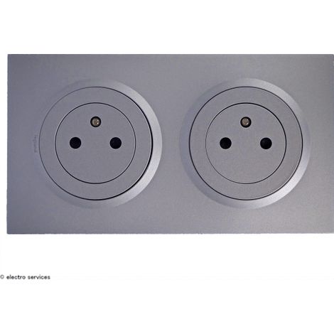 Legrand – Double prise de courant complète 2P+T – Aluminium – 250V 16A – Mécanisme avec coque de protection chantier