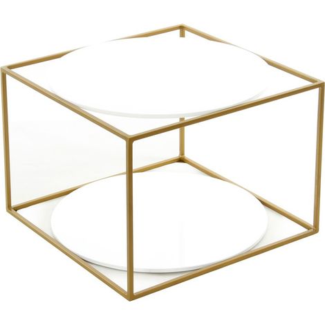Tavolino da salotto Cody con ripiani in vetro bianco e oro (1/3)