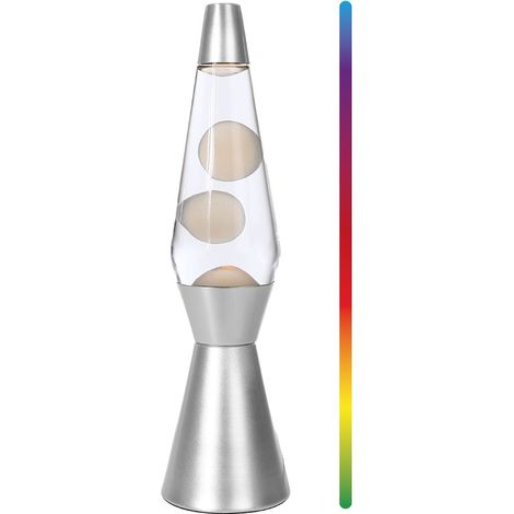 iTotal - Spaceship LED Lava Lamp with Color-changing Light - White Wax and Silver Base - Silver