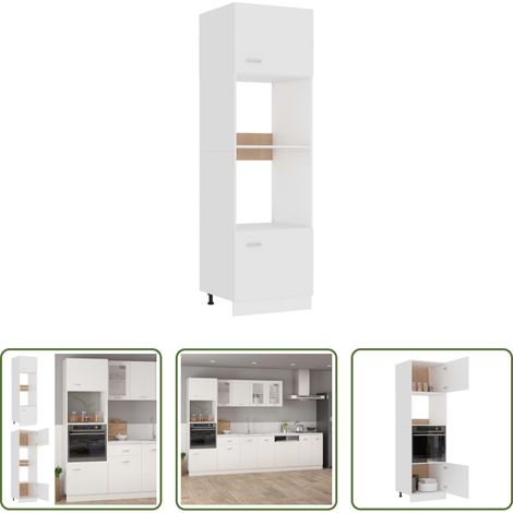 Küchenregal - Mikrowellenumbauschrank Lyon Weiß 60x57x207 cm Holzwerkstoff (1/5)