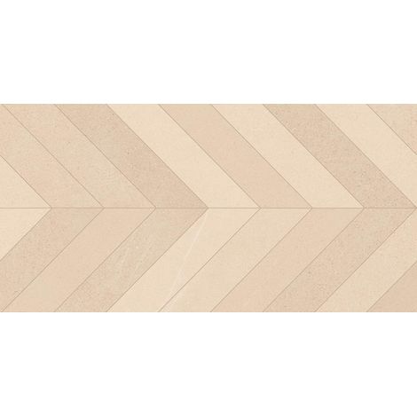 Carrelage sol / mur effet béton design chevron beige 60x120 cm SEINE RILSE CREMA (vendu par boite de 1.44m2) (1/2)