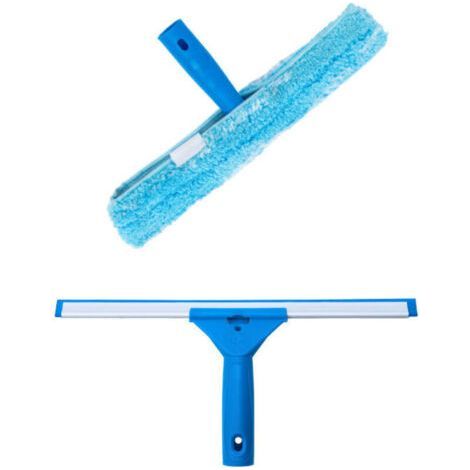Nettoyant vitres professionnel avec brosse microfibre largeur 35 cm, raclette vitre pour douche, salle de bain, voiture, vitres (1/5)