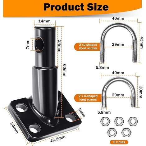Attelage de remorque de vélo universel avec double goupille de sécurité pour remorque d'enfant, remorque de chien, remorque de charge – Construction en acier robuste et très résistante (1/5)