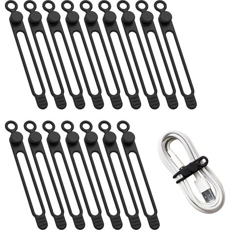16 Pièces Attaches de Câble en Silicone Réutilisables - Organisateur pour la Gestion et L'organisation des Câbles D'écouteurs
