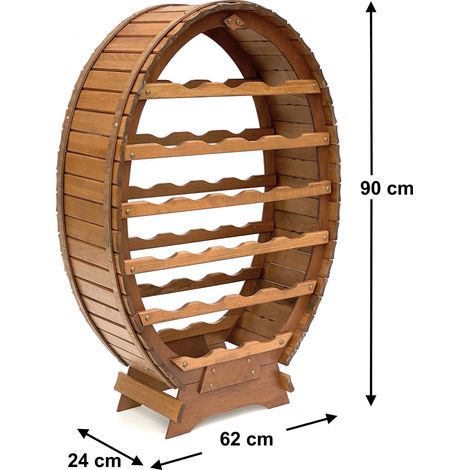 DanDiBo Weinregal Holz Stehend Weinfass 24 Flaschen Braun Flaschenregal Flaschenhalter Fass