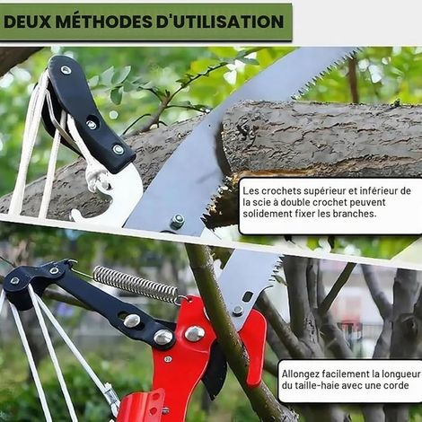 Manual pruning saw, height adjustable 4 m, 1 saw for 2 uses, cut dense trees and shrubs without ladder, manual pruning shears for tall branches (1/4)