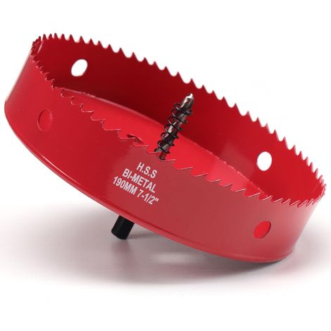 Scie cloche 190mm, Scie Trépan avec adaptateur hexagonal et embout central, Bi-métal HSS M42 scie cloche pour plastique, aluminium, plaques de plâtre, Jaune (1/5)