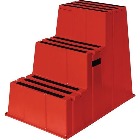 Escabeau robuste, 3 marches, hauteur de plateforme 730 mm, rouge cuivré (1/3)