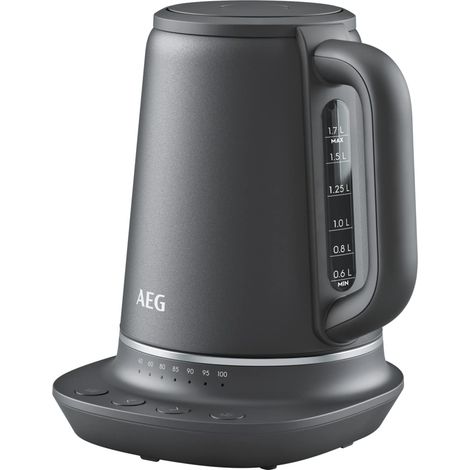 Bouilloire 7 niveaux de température, 3 arrêts de sécurité, fonction maintien au chaud, 1,7 l, anti-goutte, nettoyage facile, base à 360°, antidérapante, indicateur LED, gris, K7-1-6BP (1/5)