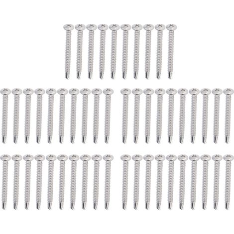50 Vis autoforeuses tête ronde en acier inoxydable 304 M4.8x50 pour fixation bois, lot de 50 pièces (1/5)