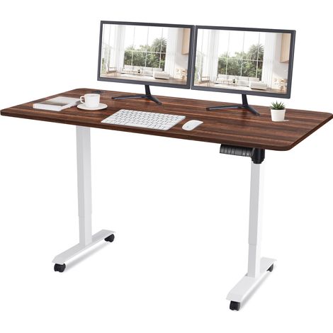160CM Bureau debout réglable en hauteur avec moteur électrique, bureau d'ordinateur, hauteur à mémoire intelligente, protection contre les collisions avec les roues.