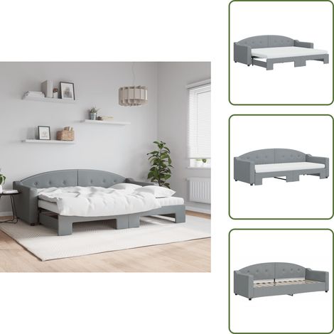 The Living Store Tagesbett Ausziehbar mit Matratze Hellgrau 80x200 cm Stoff - Sofa Bett - Schlafcouch - Gästebett - Tagesbett - Wohnzimmer Möbel