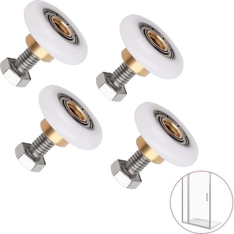 Coulissante Douche Roulette, Douche Roulettes, Roulettes Porte de Douche, 27MM 4 Pièces Rouleaux de Douche, Pièce de Rechange pour Porte de Douche Coulissante, Butyeak