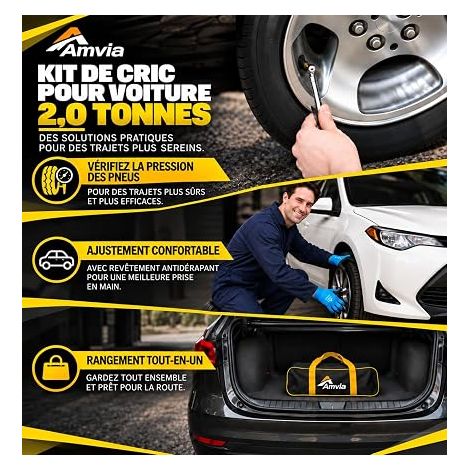 Kit Cric Voiture 2 T Cric Portable Universel pour SUV et Voitures (1/3)