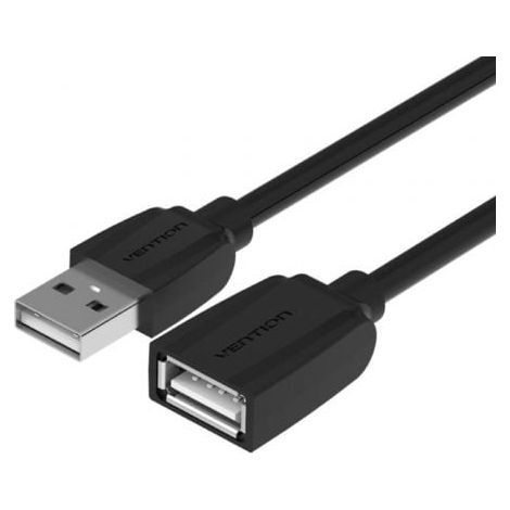 Cable Alargador USB 2.0 Vention VAS-A44-B050/ USB Macho - USB Hembra/ 50cm/ Negro